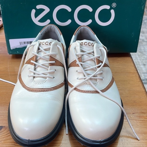 Ecco classic saddle white cognac Gore-Tex Golf Shoes - Size 36 - Picture 3 of 14